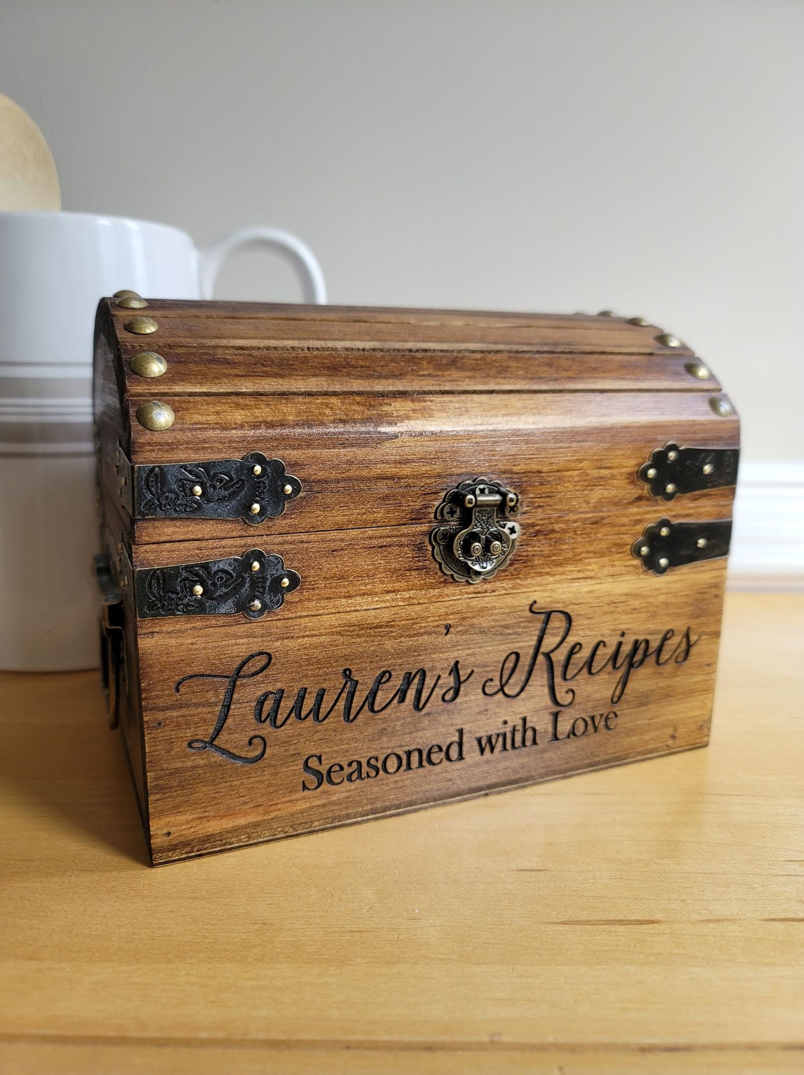 Wood Recipe Box With Dividers Personalized Recipe Box 4x6 Etsy