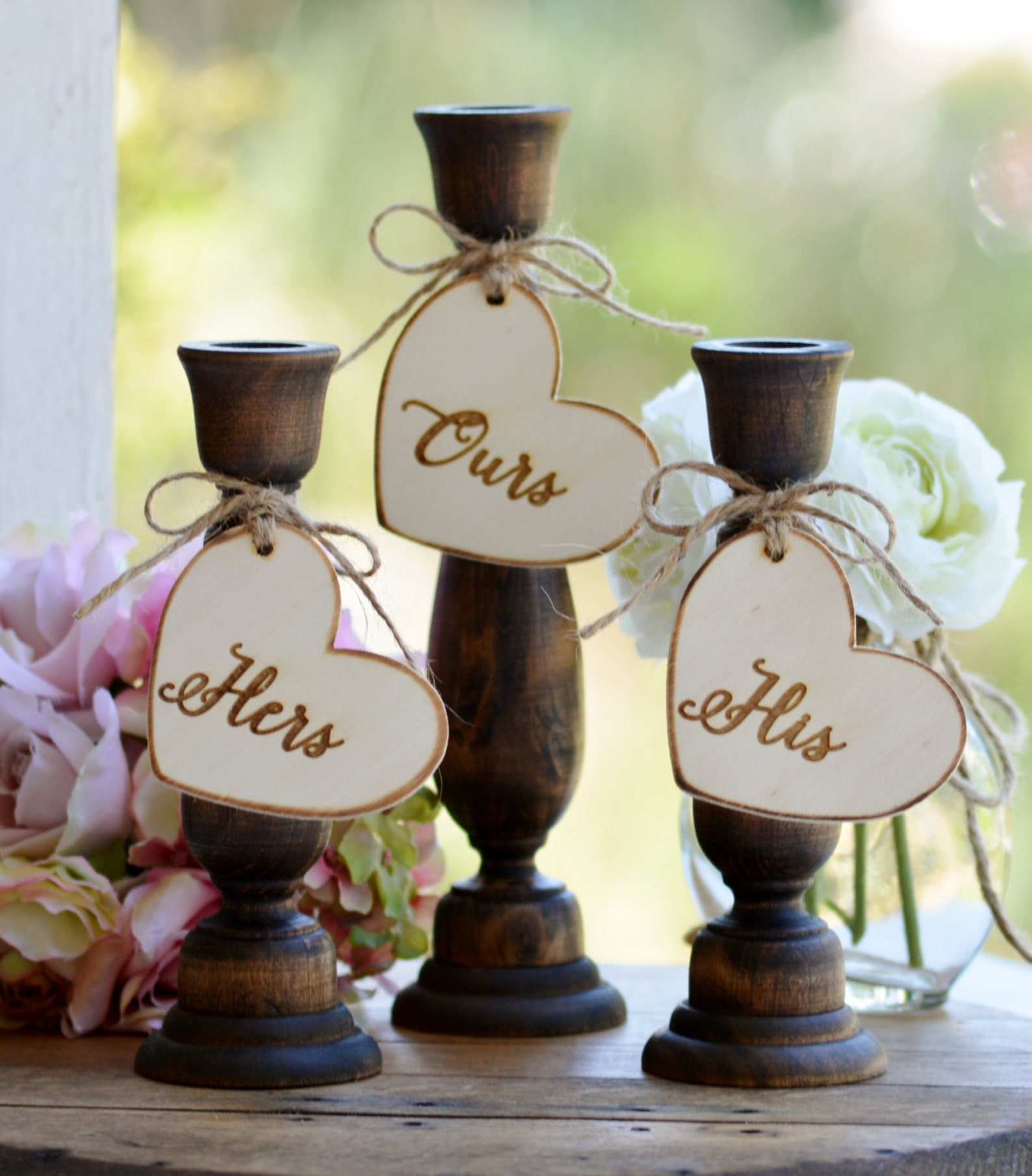 Rustic Unity Candle Holders Country Wedding Unity Candle Etsy