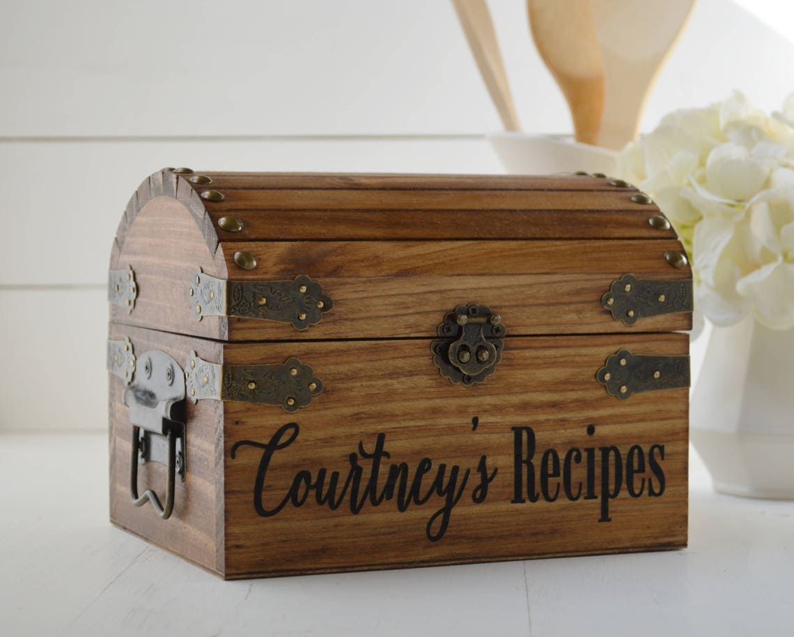Wood Recipe Box Customized Recipe Box Farmhouse Kitchen Etsy