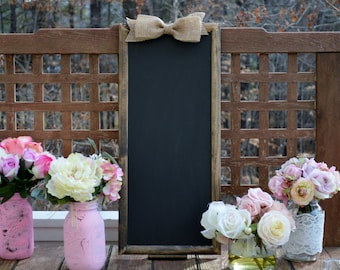Large wedding Chalkboard, framed menu board, wood chalkboard, rustic wedding chalk board sign