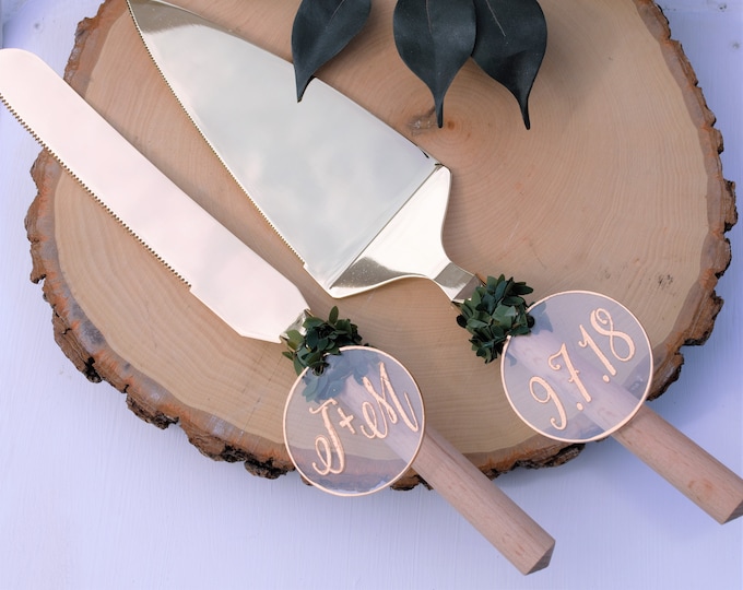 Gold Cake Knife Set Gold Wedding Cake Knife Acrylic Wedding Etsy