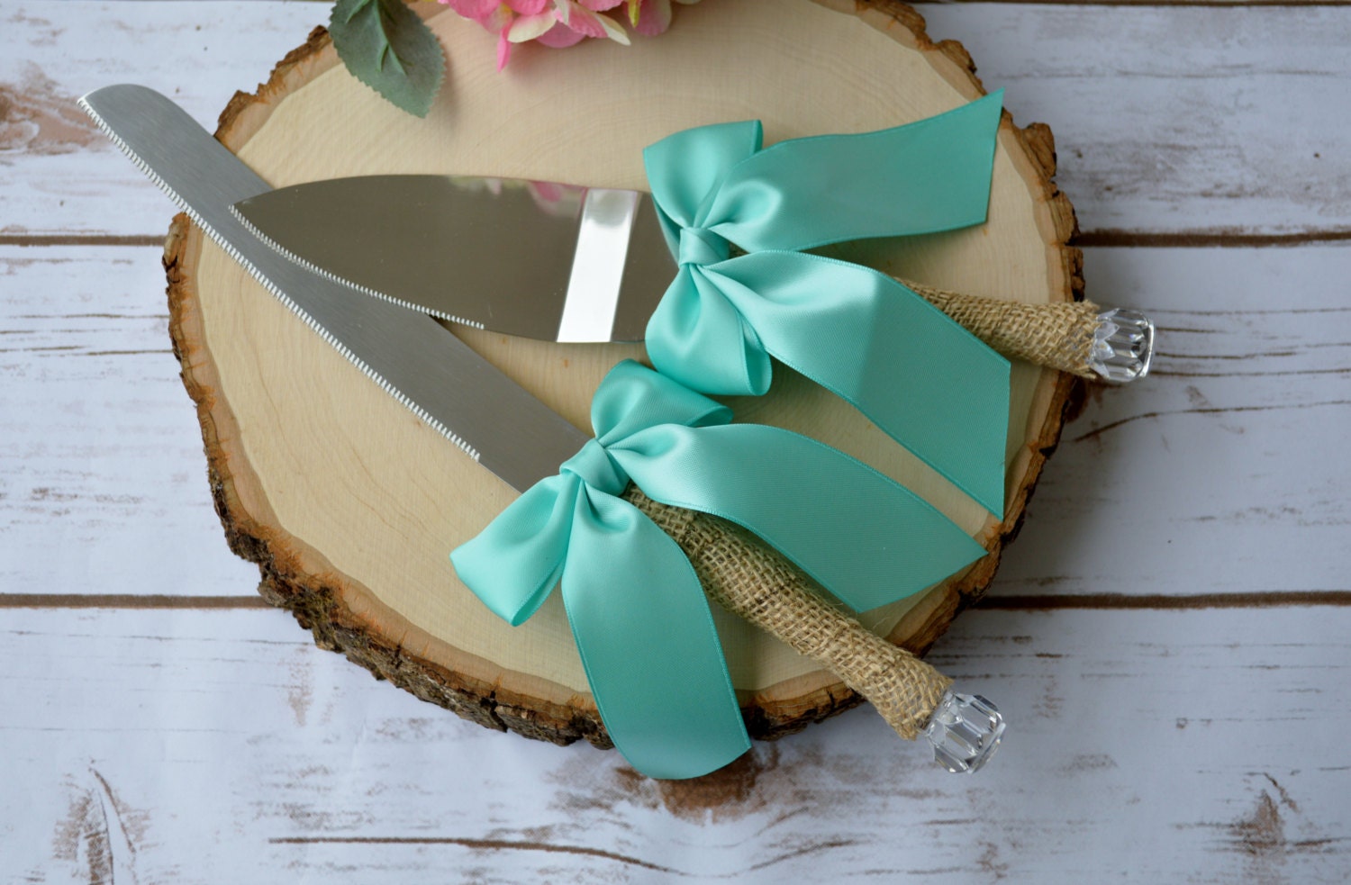 Teal Wedding Cake Server Rustic Cake Cutter Gifts For The Etsy