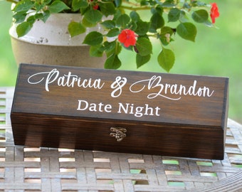 Personalized Date Night Box Date Night Jar Valentines Day Gift Hen Party Games Date Night Ideas Bridal Shower Gift for Couple Wood Box