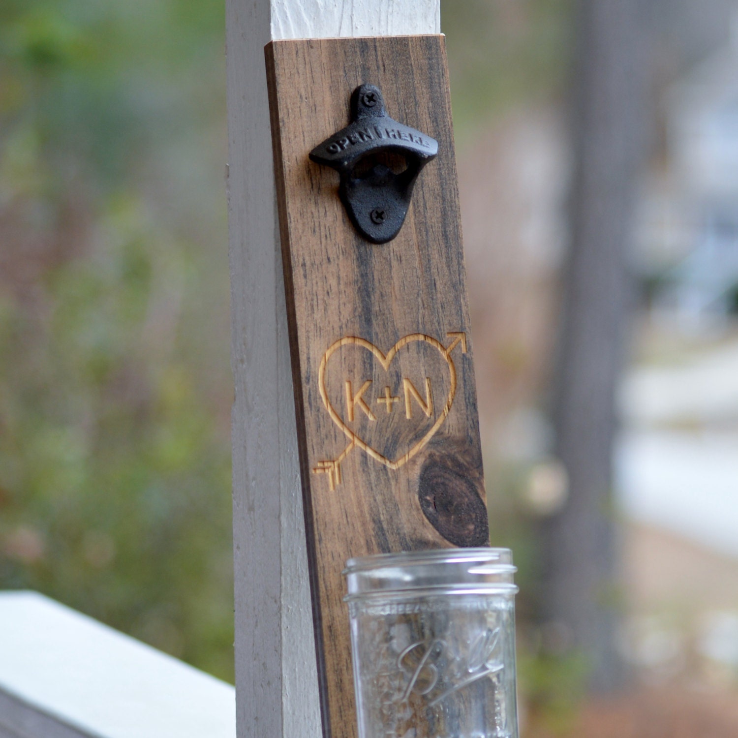 Wall Mounted Bottle Opener Handmade Wooden with Mason Jar Bottle Cap C –  Tennessee Wicks