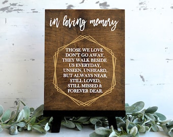 In Loving Memory Wedding Sign Memorial Sign In Memory Of Those Who Are Forever In Our Hearts Memory Table Sign for Wedding with Names