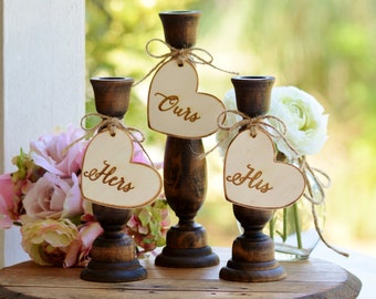 rustic unity candle holders , country wedding unity candle set, barn wedding decor, set of 3