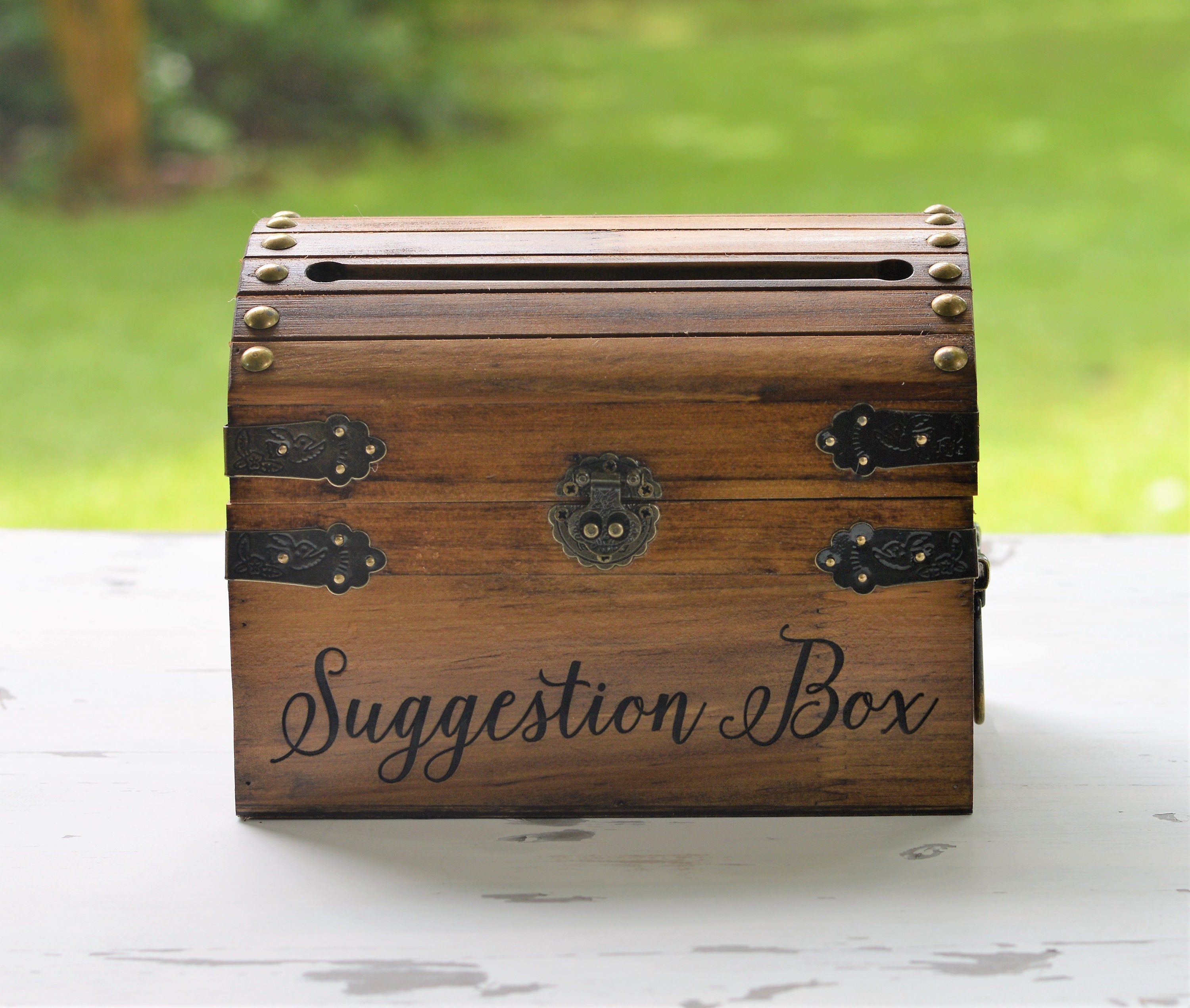 Vintage Wood Comment Box With Lock & Chalkboard - Suggestion, Tip, Voting Collection Box