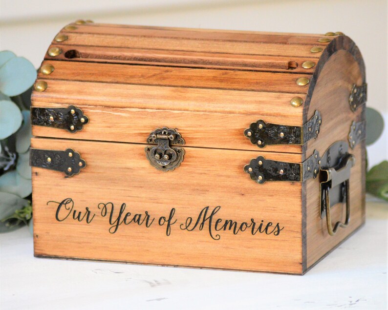 Our Year Of Memories Keepsake Box Wooden Memory Box Wooden Keepsake Box First Anniversary 5th Anniversary Gift Wedding Memory Chest image 8