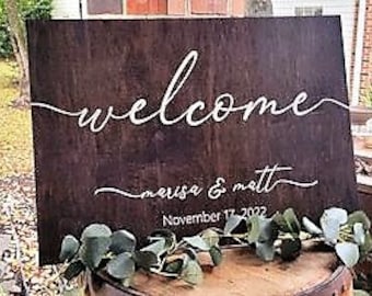Wedding Welcome Sign Welcome To Our Wedding Sign Wood Welcome Wedding Sign Wooden Welcome Sign Rustic Wedding Reception Wooden Signs Signage