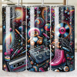 Retro 80s Vibe Digital Art Print, Colorful Nostalgic Wall Decor, 80s Era Home Art, Vintage 1980s Inspired Art, Digital Download