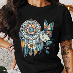 Beautiful Dreamcatcher Art Print, Dreamcatcher Wall Decor, Boho Butterfly Wall Art, Colorful Dreamcatcher Poster, Bedroom Decor