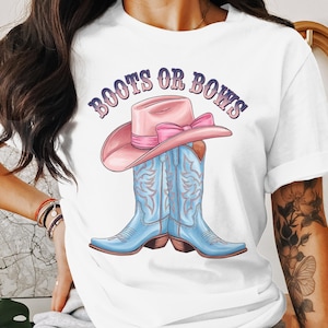 Boots Or Bows Gender Reveal PNG, Retro Cowgirl Cowboy Shower Reveal Party PNG, Western Sublimation, Rodeo Country Design