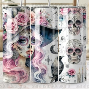 Day of the Dead Art Print, Sugar Skull Girl Artwork, Floral Skull Decor, Gothic Wall Art, Halloween Decoration, Dia de los Muertos Print