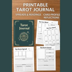 Diario de Tarot Digital / Planificador de Tarot Imprimible en PDF / Tiradas Lunares, Significados de las Cartas, Seguimiento del Tarot Anual y Diario