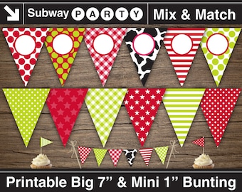 printable cowboy party banner and mini cake bunting red baby etsy