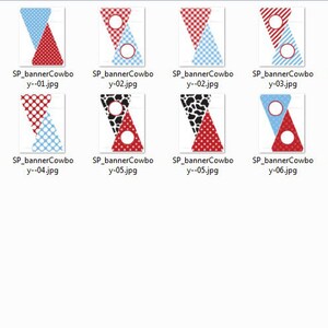 May include: A set of printable party banner designs featuring red, white, and blue colors. The banners have a variety of patterns, including polka dots, gingham, and cow print. The banners are perfect for a patriotic party or a summer celebration.