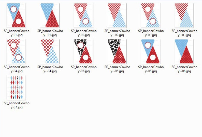 May include: A set of printable party banner designs featuring red, white, and blue colors. The banners have a variety of patterns, including polka dots, gingham, and cow print. The banners are perfect for a patriotic party or a summer celebration.