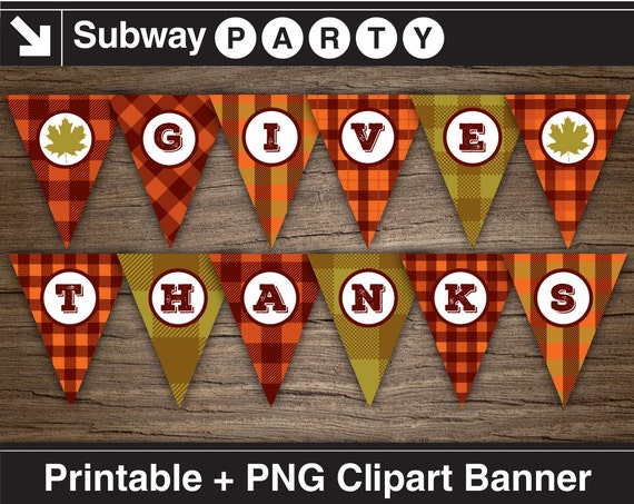 Give Thanks Rustic Thanksgiving Party Banner Printable Png
