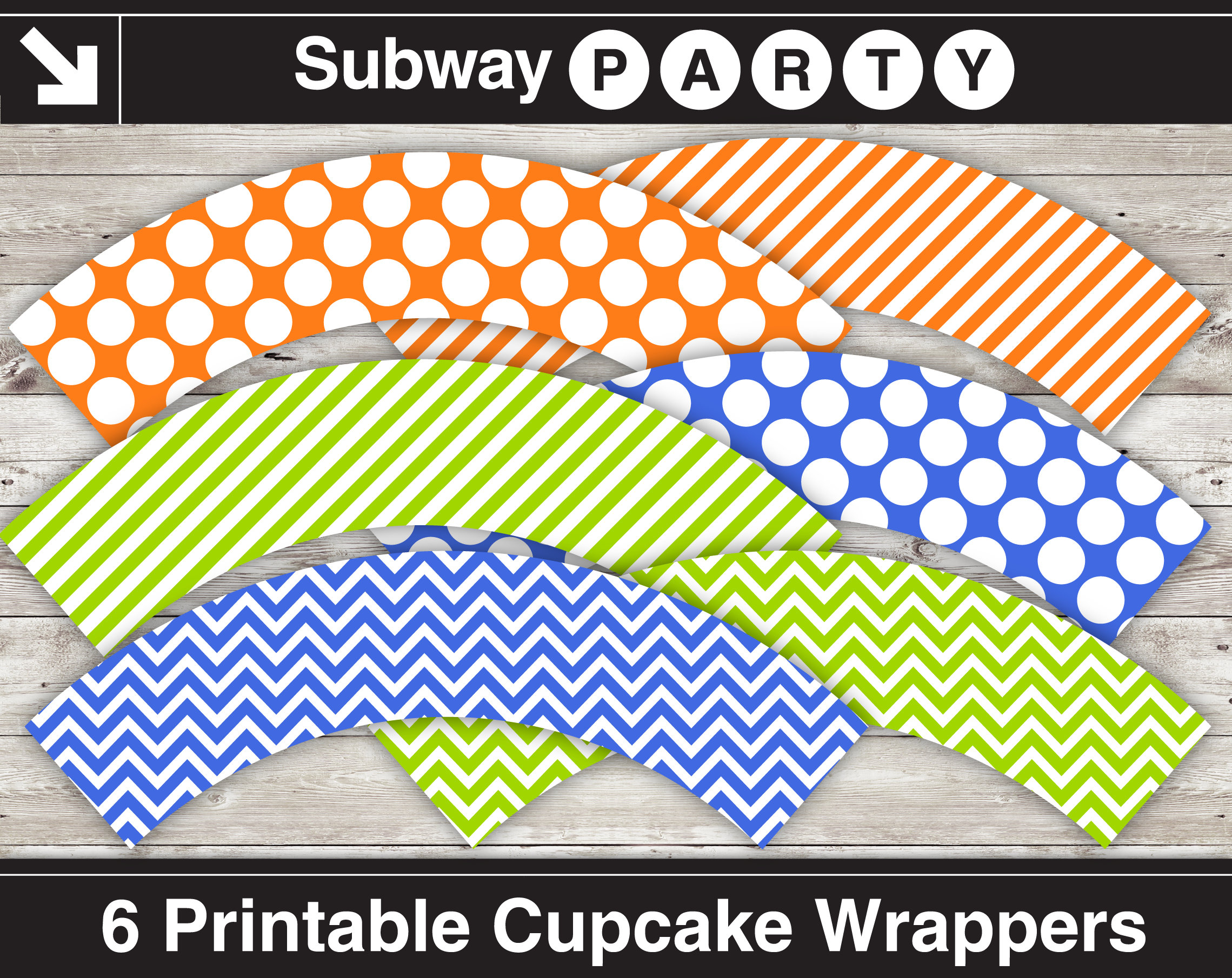 Envoltorios para cupcakes en azul, naranja, verde y blanco. Diseño de  chevrón, lunares y rayas. Imprimibles. Descarga instantánea. - Etsy México, image size:2279x1810