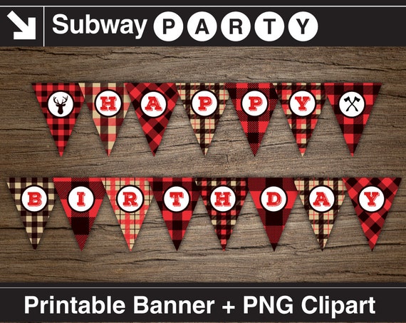 Lumberjack Happy Birthday Printable Banner Png Clipart Files