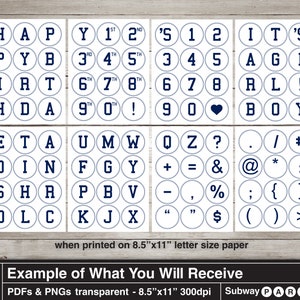 Printable Navy Alphabet Letters &amp; Numbers in 2.5" Circles. Chars for ...