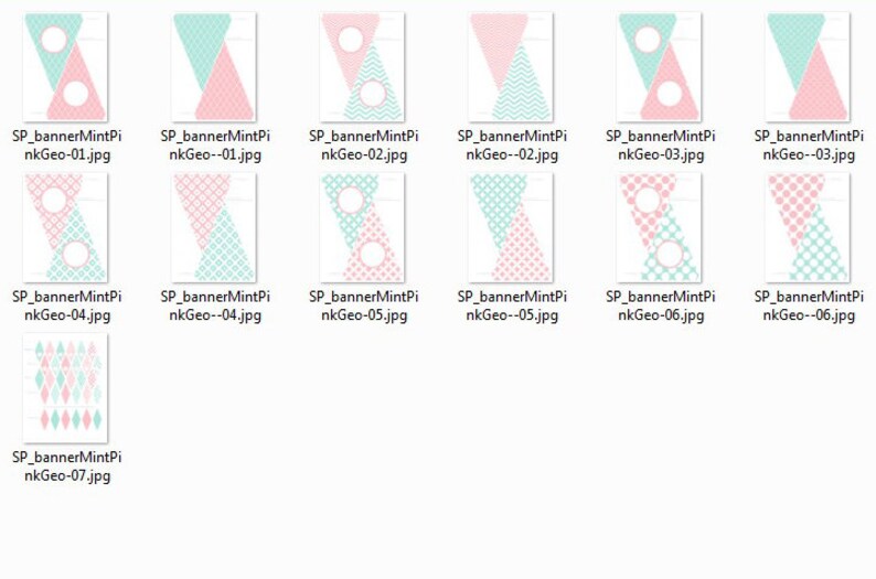Pink and Mint Printable Party Banner & Mini Cake Bunting. - Etsy