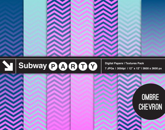 Ombre Chevron Purple Pink Navy Aqua Digital Papers. Gradient Fade Chevron Horizontally Seamless Scapbook Papers 12x12 Jpgs. INSTANT DOWNLOAD Il_570xn