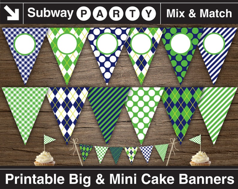 printable golf party banner and mini cake bunting navy blue etsy