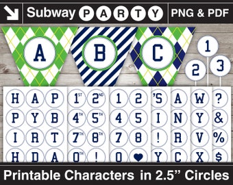 Printable Navy Alphabet Letters & Numbers in 2.5" Circles. Chars for Party Banner College Sport. Digital Clipart. Png, Pdf CANVA Elements