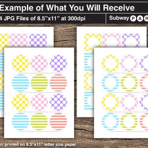 Printable Easter Party Circles and Squares 2 / Cupcake Toppers / Blank Labels, Tags. Dots & Stripes. Add Your Own Text DIY INSTANT DOWNLOAD image 2