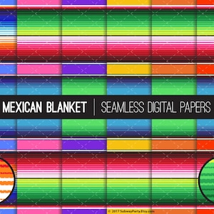 Puede incluir: Un conjunto de 8 papeles digitales con un patr&oacute;n de manta mexicana colorido. Los papeles son sin costuras y se pueden usar para una variedad de proyectos de manualidades.