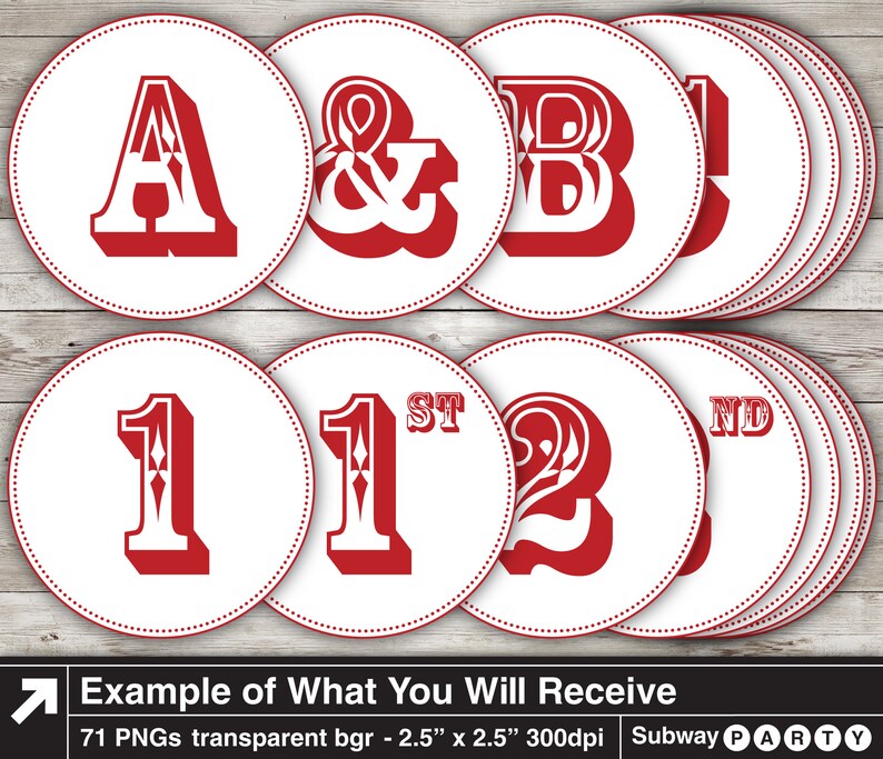 May include: Set of 71 red and white printable circle stickers with various letters and numbers. The stickers are 2.5 inches in diameter and have a transparent background. The text on the stickers includes the letters A, B, and the ampersand symbol, as well as the numbers 1 and 2 with the ordinal indicators "1st" and "2nd".
