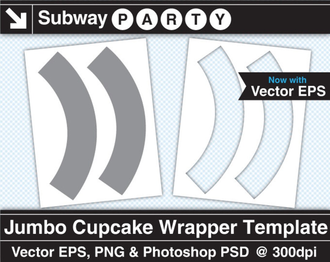 Jumbo Size Cupcake Wrapper Template. Vector EPS, Layered Psd