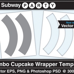 Jumbo Size Cupcake Wrapper Template. Vector EPS, Photoshop Layered Psd ...