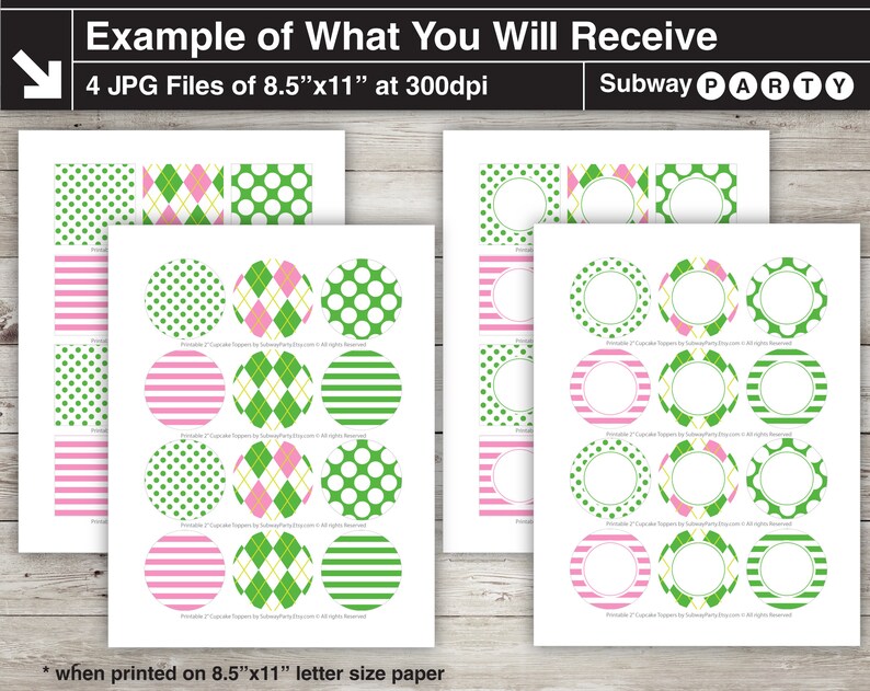 Printable Girl Golf Theme 2" Party Circles and Squares / Cupcake Toppers / Blank Labels, Tags. Add Your Own Text DIY jpg. INSTANT DOWNLOAD image 2
