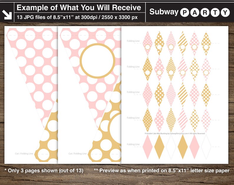 Blush Pink And Gold Party Printable Banner And Mini Cake Bunting Diy Editable Banner Blank Stripes Chevron Polka Dots Instant Download Party Supplies Paper Party Supplies Stokfella Com