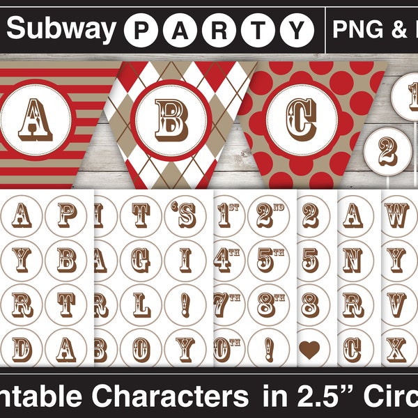 Printable Brown Alphabet Letters & Numbers in 2.5" Circles. Characters for Party Banner, Cupcake Topper, Clipart. Png,  Pdf CANVA Elements