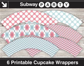 Utskrivbara muffinsformar med könsavslöjandemotiv i blårosa. Pastellfärger: Argyle, Chevron, Jumbo-prickar och ränder. Gör-det-själv 8x11 jpg, DIREKT NEDLADDNING.