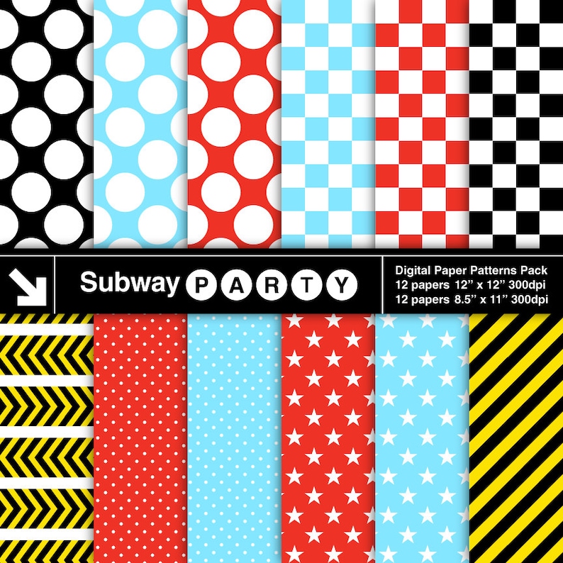 Race Car Party Digital Papers Pack in blauw, rood, zwart en geel. Plakboek / afdrukbaar feest / CANVA-achtergrond 8,5 x 11 en 12 x 12 JPG afbeelding 1