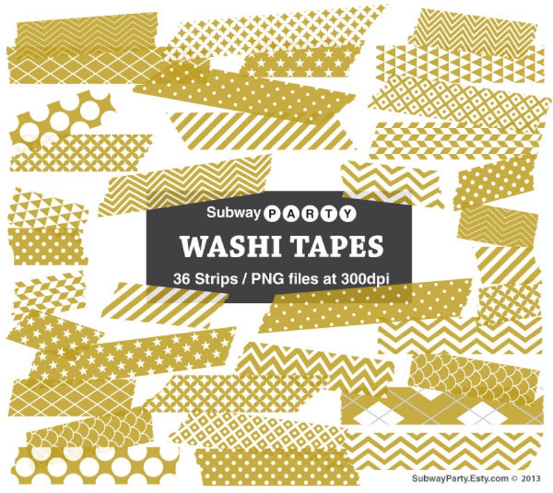 Gold Digital Washi Tape Strips Clipart Photo Frame Borders Etsy