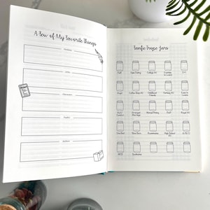 Peut inclure: Un carnet noir et blanc avec une liste de choses pr&eacute;f&eacute;r&eacute;es et une liste de tropes de fanfiction courants. Le carnet a une ic&ocirc;ne de plume et une ic&ocirc;ne de sac &agrave; main.