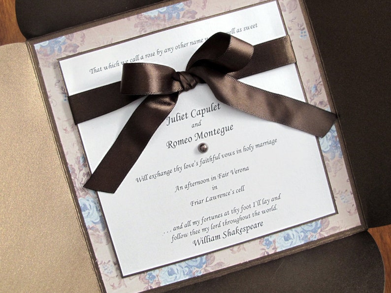 Petal fold Wedding/Shower/Party Invitation with Cascading Bow Detail image 3