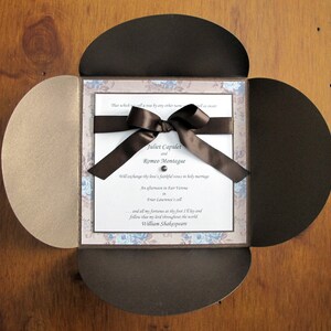 Petal fold Wedding/Shower/Party Invitation with Cascading Bow Detail image 5