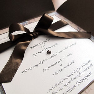 Petal fold Wedding/Shower/Party Invitation with Cascading Bow Detail image 1