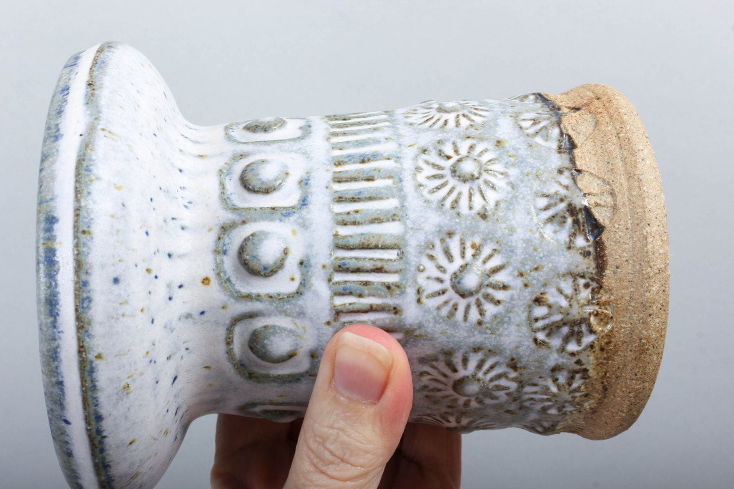 Richard Peeler Pottery Candle Holder Pillar Stoneware Blue Etsy