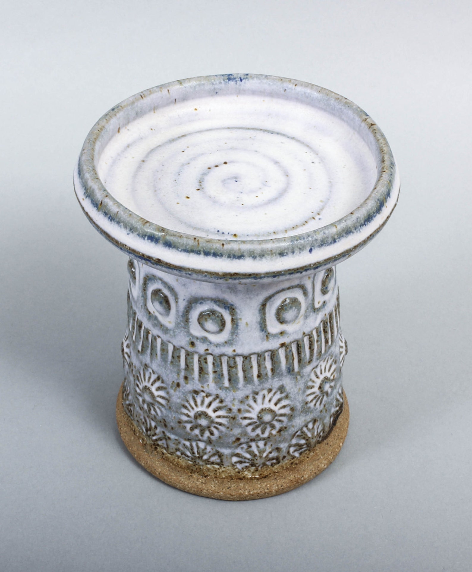 Richard Peeler Pottery Candle Holder Pillar Stoneware Blue Etsy