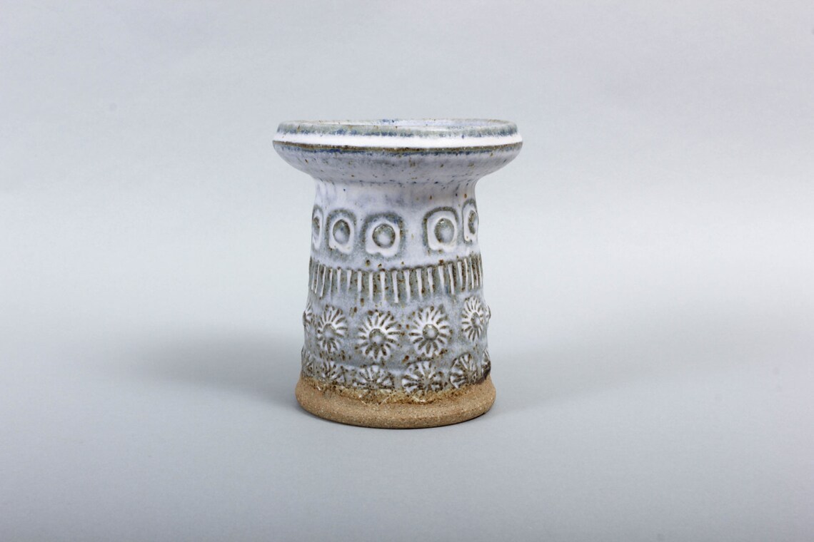 Richard Peeler Pottery Candle Holder Pillar Stoneware Blue Etsy