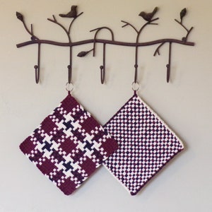 Potholder Set 156, Large, Set of Two, Heavy Duty Hot Pads, Trivets, Oven Pads, Red,White and Blue, Ready to Ship!
