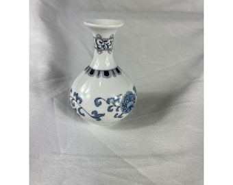 Franklin Mint Treasures of Imperial Dynasties Miniatur Blau Weiße Vase Japan