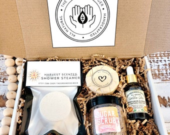 All Natural Beauty Box|| Vegan Skincare || Happy Fall || Shower Steamer || Shampoo Bar || Sugar Scrub || Self Care Gift Box || Fall Scents